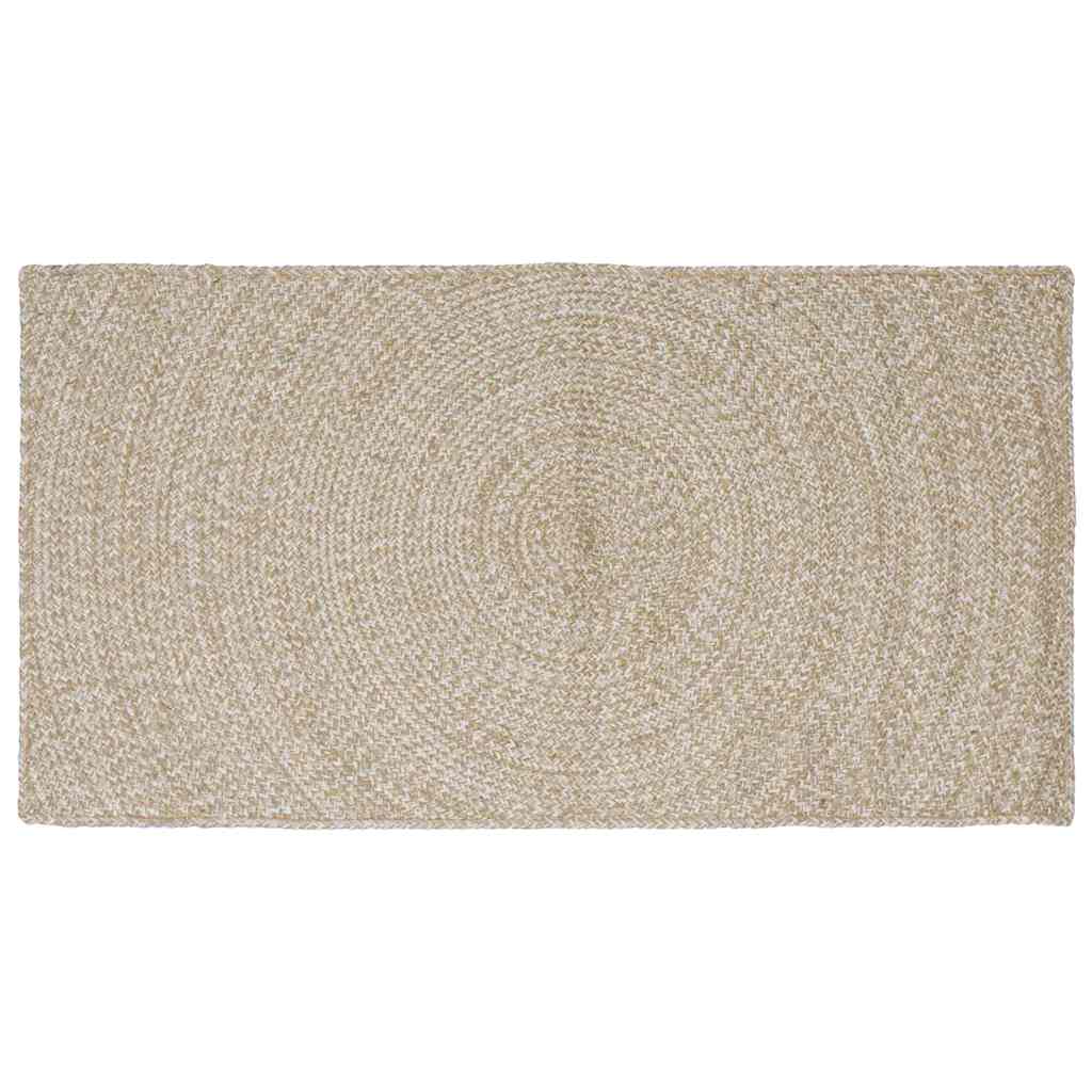 Vidaxl vloerkleden rechthoekig natuurlijk en wit 80 x 150 cm jute