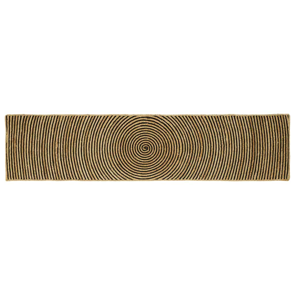 Vidaxl vloerkleed natuurlijk en zwart 60 x 300 cm jute