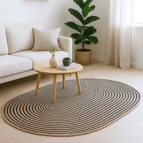 Vidaxl gebied tapijt naturel en zwart 205 x 305 cm jute