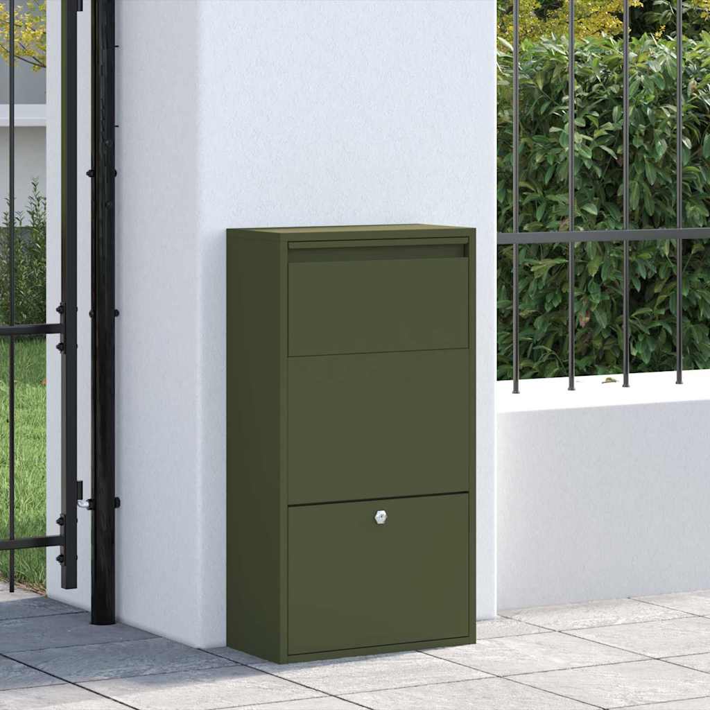 Vidaxl pakket inwerp box met opslag olijf groen 44 x 22 x 82 cm staal