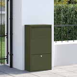 Vidaxl pakket inwerp box met opslag olijf groen 44 x 22 x 82 cm staal