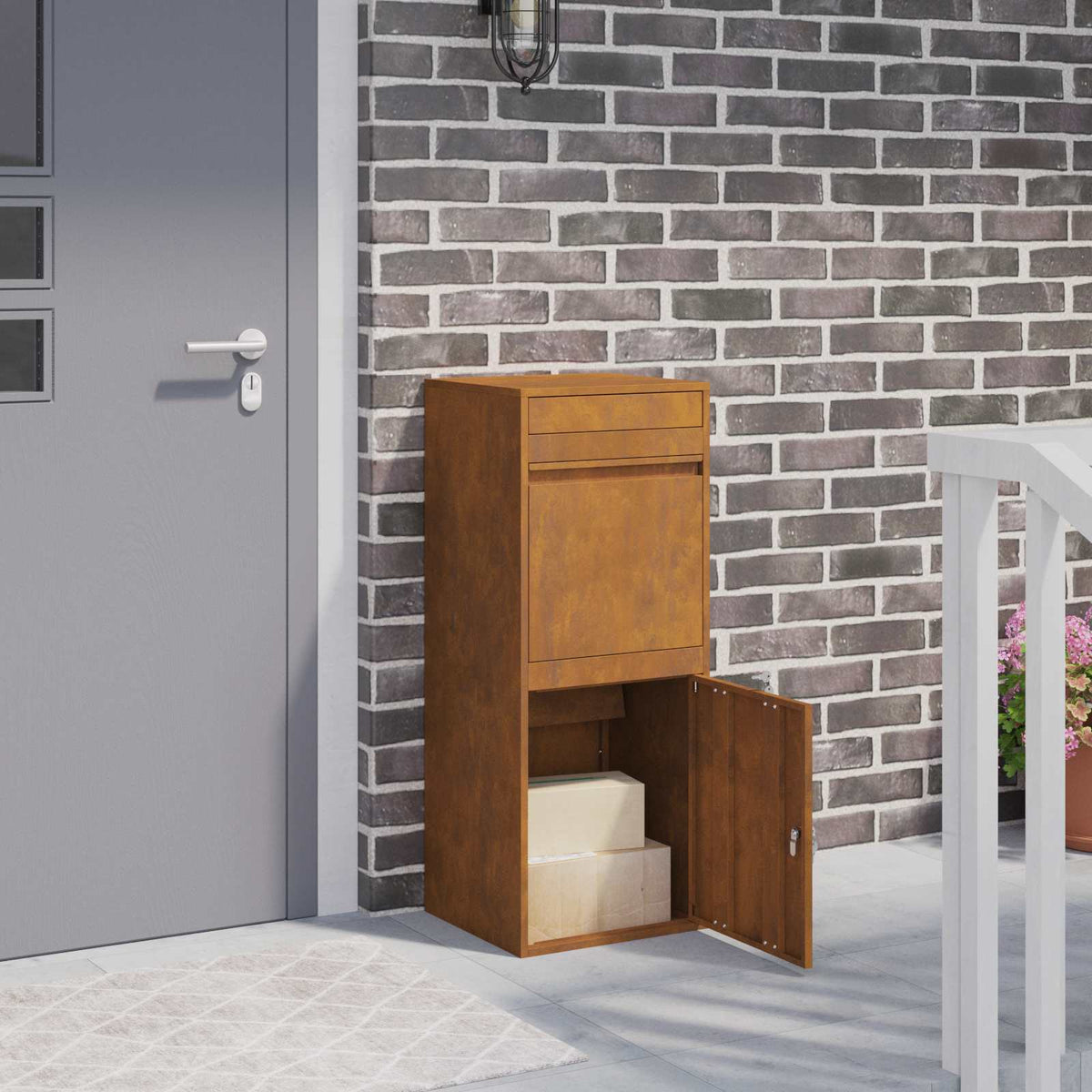 Vidaxl pakket inwerp box roestkleurig 41 x 38 x 103 cm weervast staal