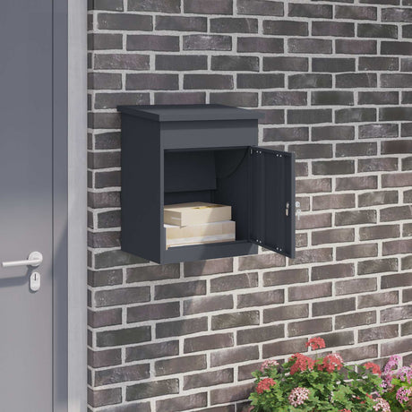 Vidaxl pakket inwerp box met opslag antraciet 47,5 x 38 x 59 cm staal
