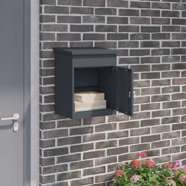 Vidaxl pakket inwerp box met opslag antraciet 47,5 x 38 x 59 cm staal