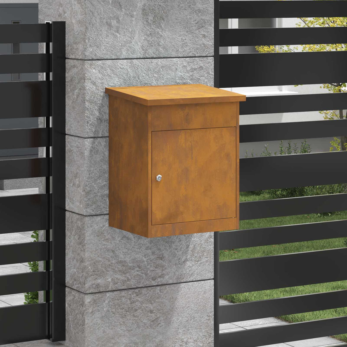 Vidaxl pakket inwerp box roestig 47,5 x 38 x 59 cm weervast staal