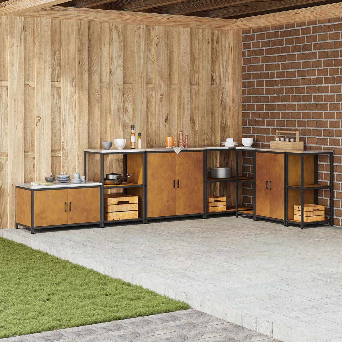 Vidaxl keukenplankeenheid hattem roestig 60 x 50 x 92 cm staal
