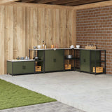 Vidaxl keukenplankeenheid hattem olijfgroen 40 x 50 x 92 cm staal