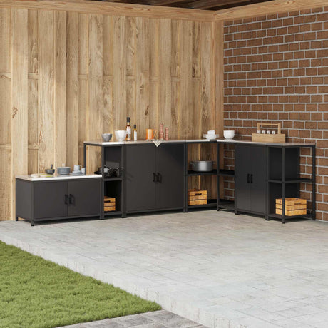 Vidaxl keukenplankeenheid hattem zwart 30 x 50 x 92 cm staal