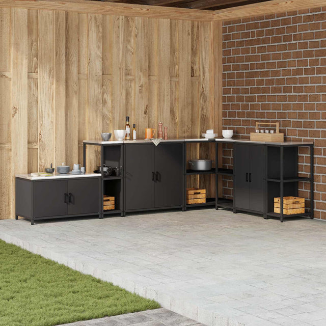 Vidaxl keukenplankeenheid hattem zwart 30 x 50 x 92 cm staal