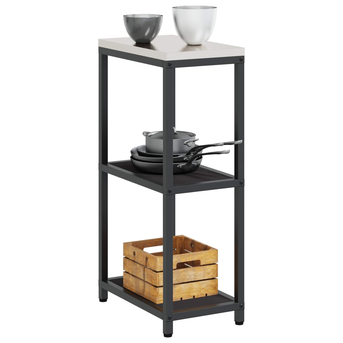 Vidaxl keukenplankeenheid hattem zwart 30 x 50 x 92 cm staal