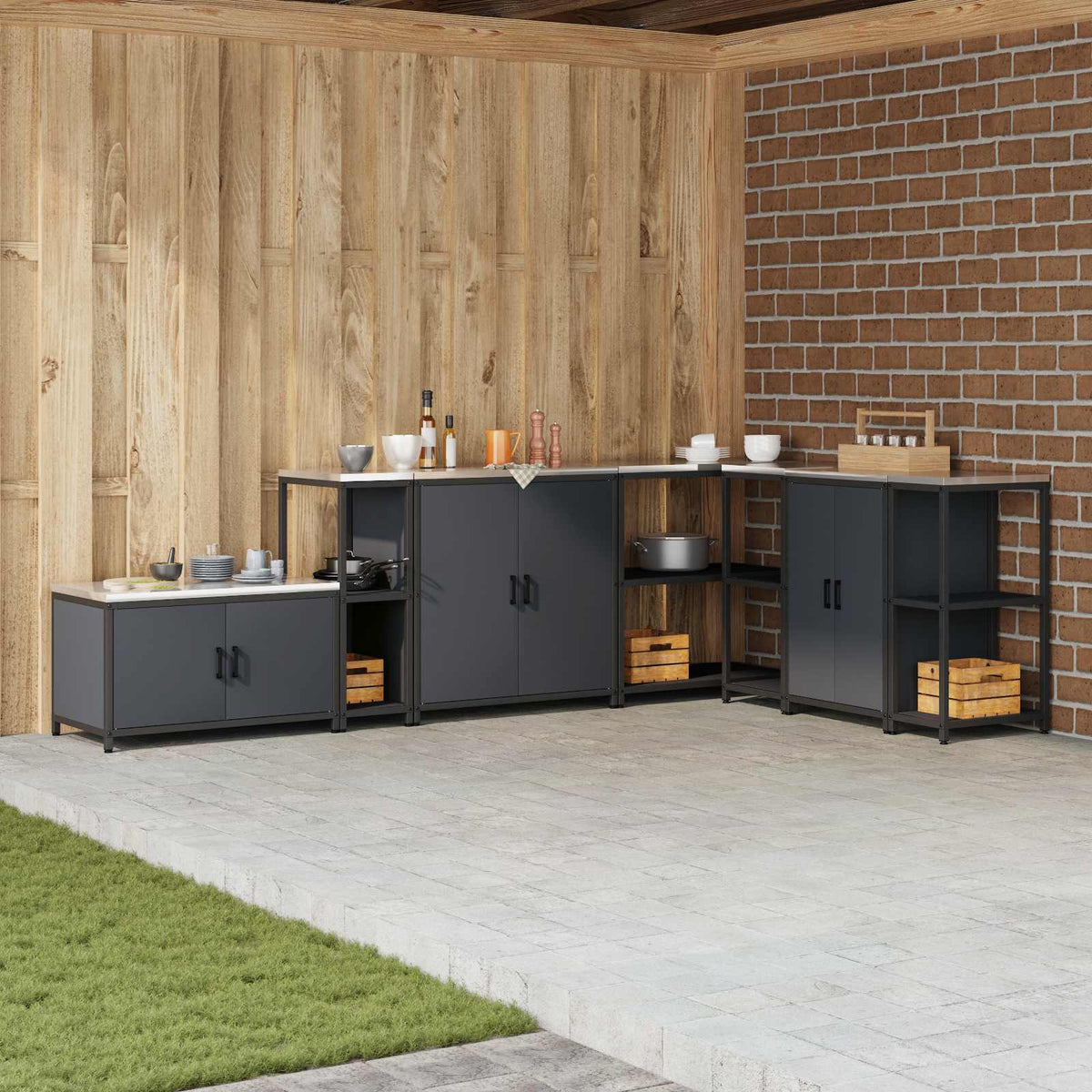 Vidaxl keukenplankeenheid hattem antracietkleurig 30 x 50 x 92 cm