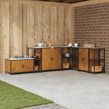Vidaxl keukenplankeenheid hattem roestig 30 x 50 x 92 cm staal