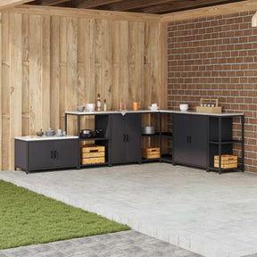 Vidaxl keukenopslag kast hattem zwart 60 x 50 x 92 cm staal