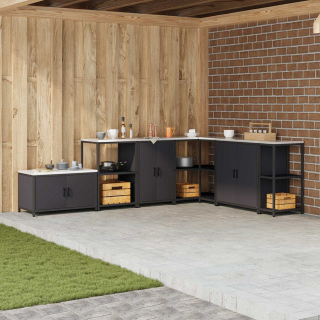 Vidaxl keukenopslag kast hattem zwart 60 x 50 x 92 cm staal