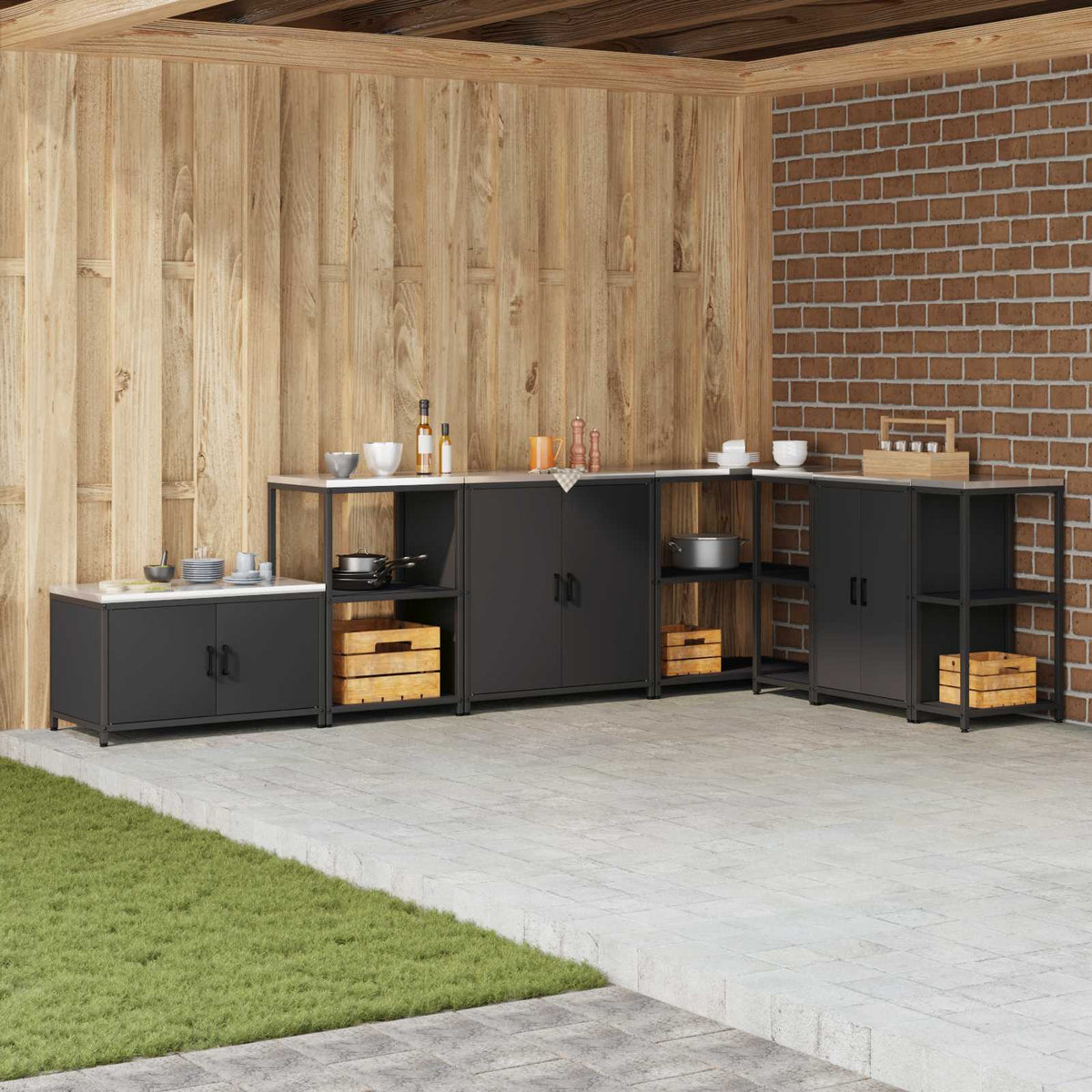 Vidaxl keukenopslag kast hattem zwart 90 x 50 x 53 cm staal