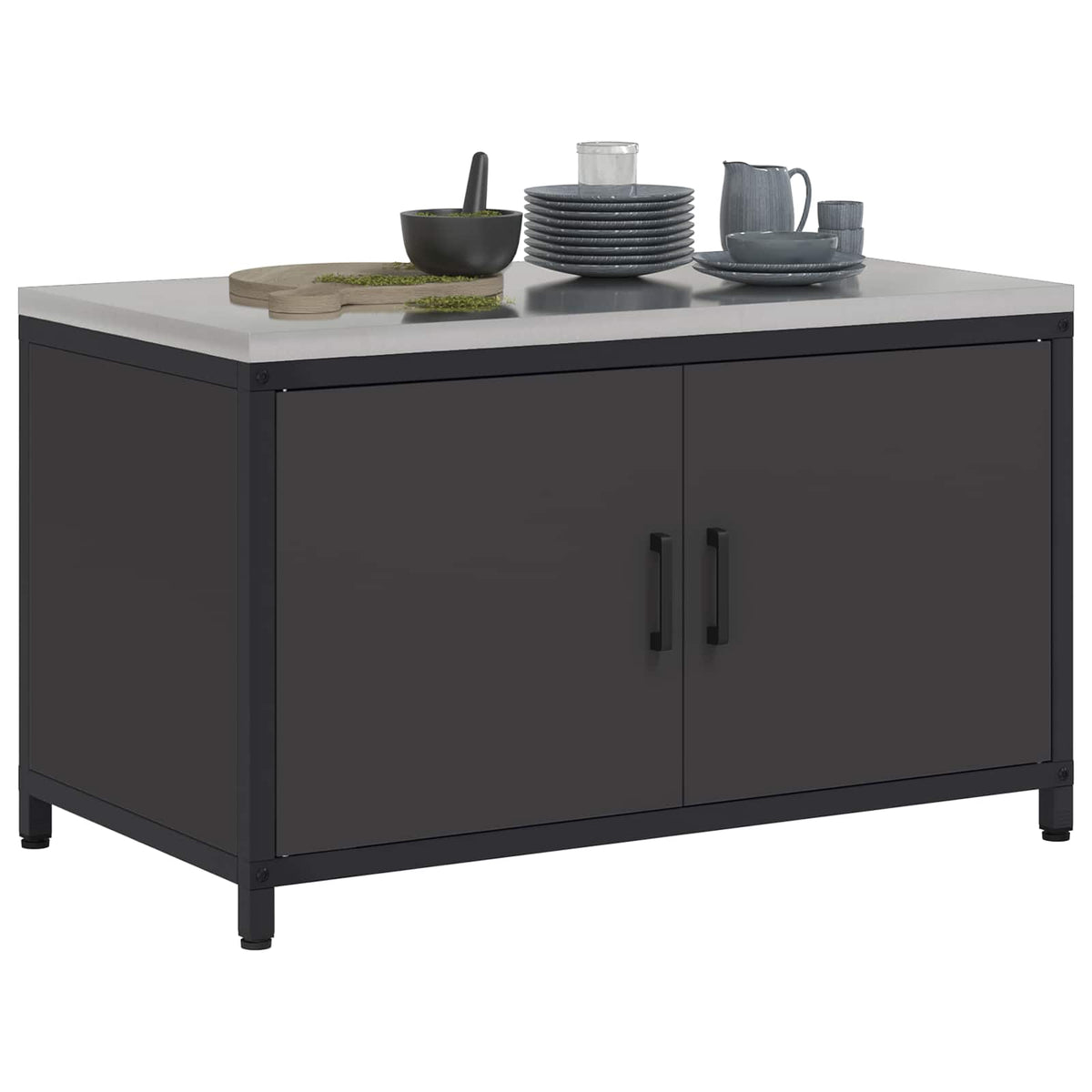 Vidaxl keukenopslag kast hattem zwart 90 x 50 x 53 cm staal