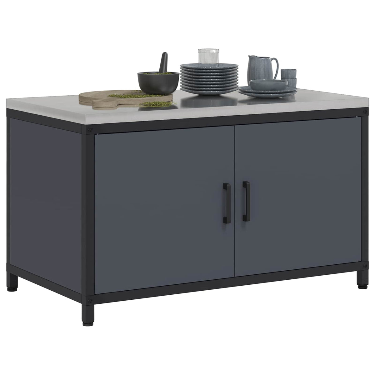 Vidaxl keukenopslag kast hattem antracietkleurig 90 x 50 x 53 cm staal