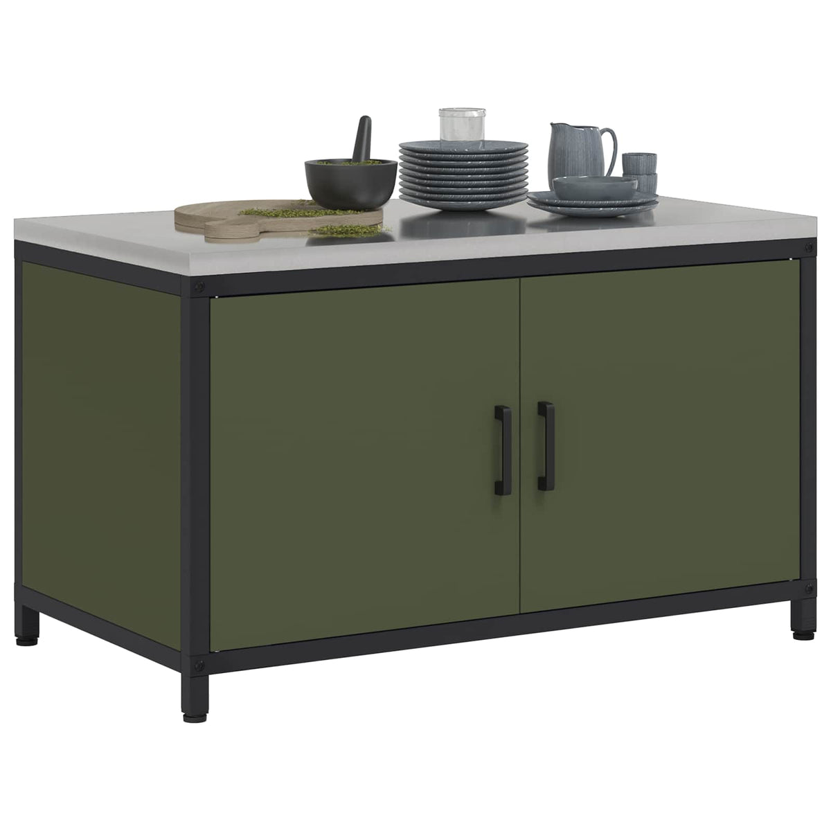 Vidaxl keukenopslag kast hattem olijfgroen 90 x 50 x 53 cm staal