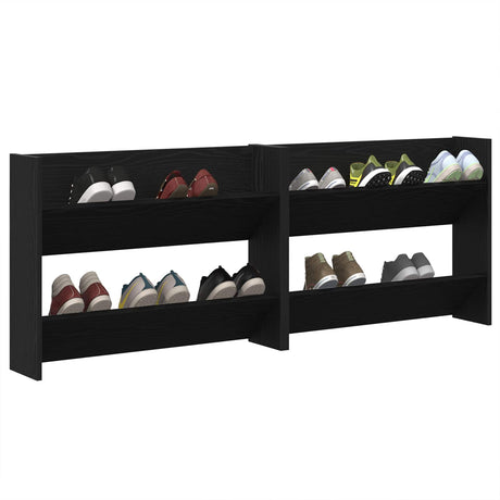 Vidaxl schoenenkast 2 st 83 x 18 x 60 cm bewerkt hout zwart eiken