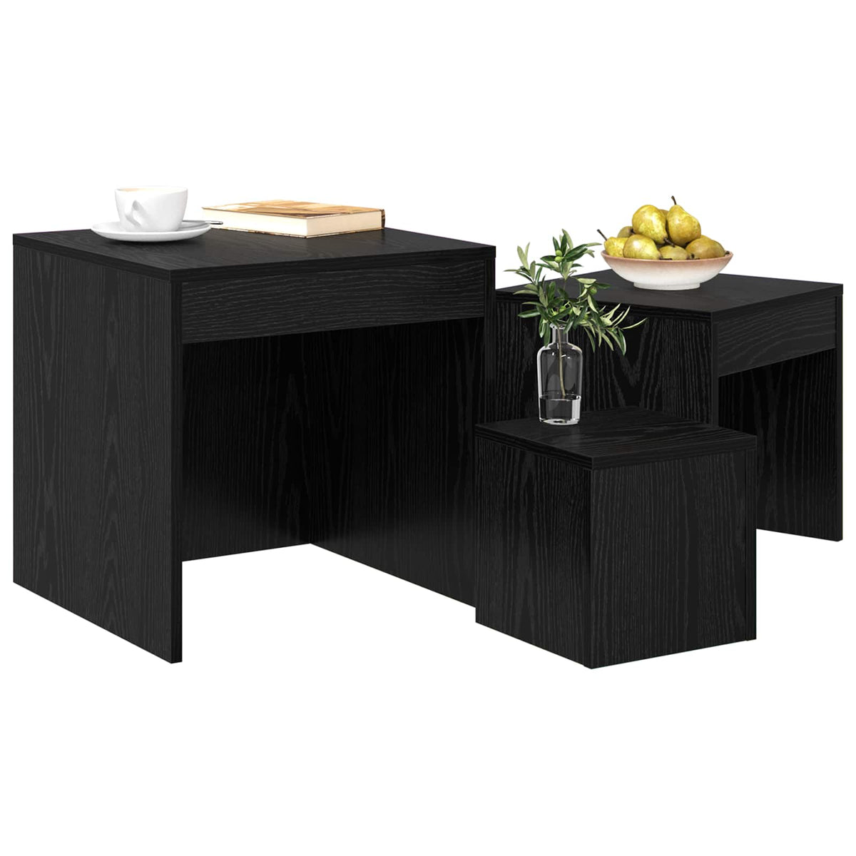 Vidaxl salontafel 3 st zwart eiken 45 x 45 x 45 cm bewerkt hout