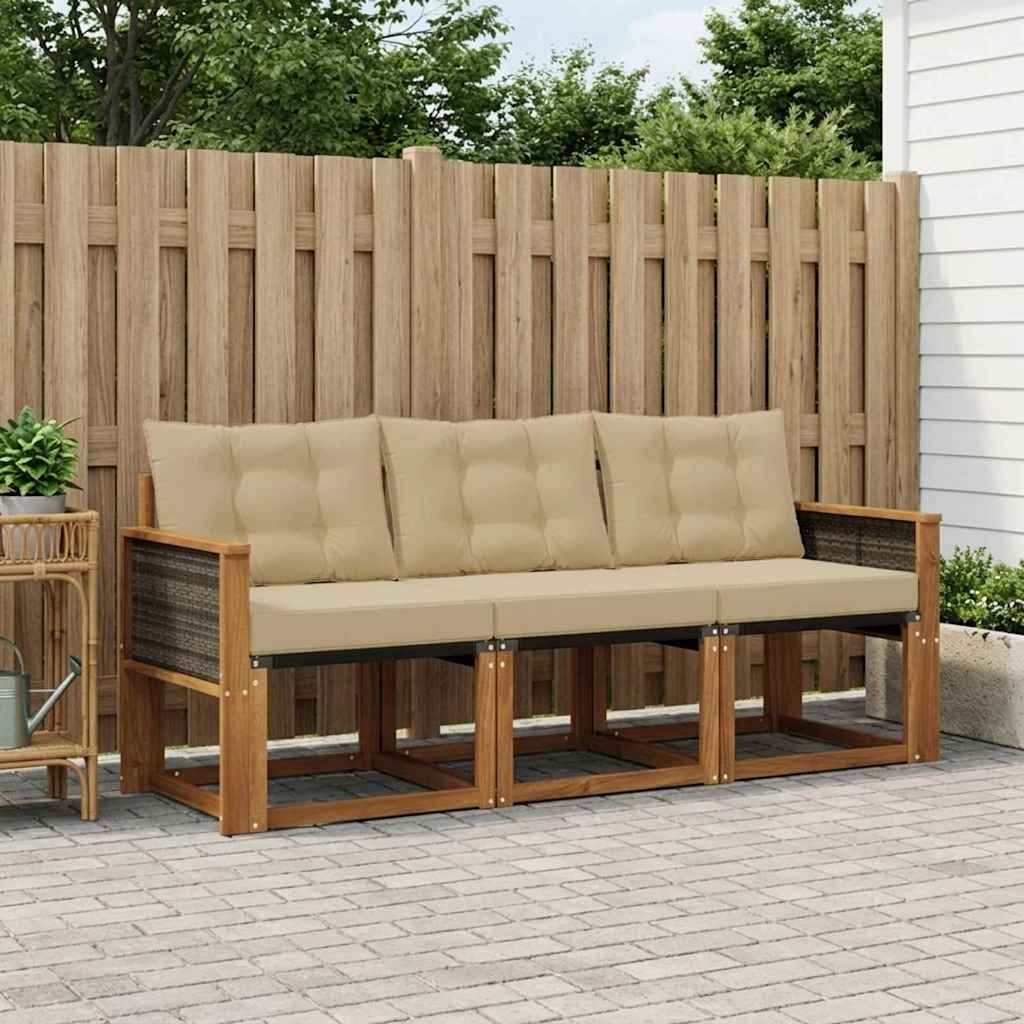 Vidaxl buiten bankenset 3 st natuurlijk en beige