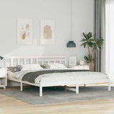 Vidaxl bedframe met hoofdeinde wit 200 x 200 cm massief grenenhout