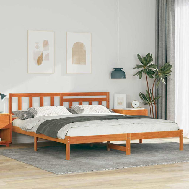 Vidaxl bedframe wasbruin 200 x 200 cm massief grenenhout