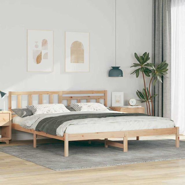 Vidaxl bedframe met hoofdeinde bruin 180 x 200 cm massief grenenhout
