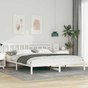 Vidaxl bedframe met hoofdeinde wit 180 x 200 cm massief grenenhout