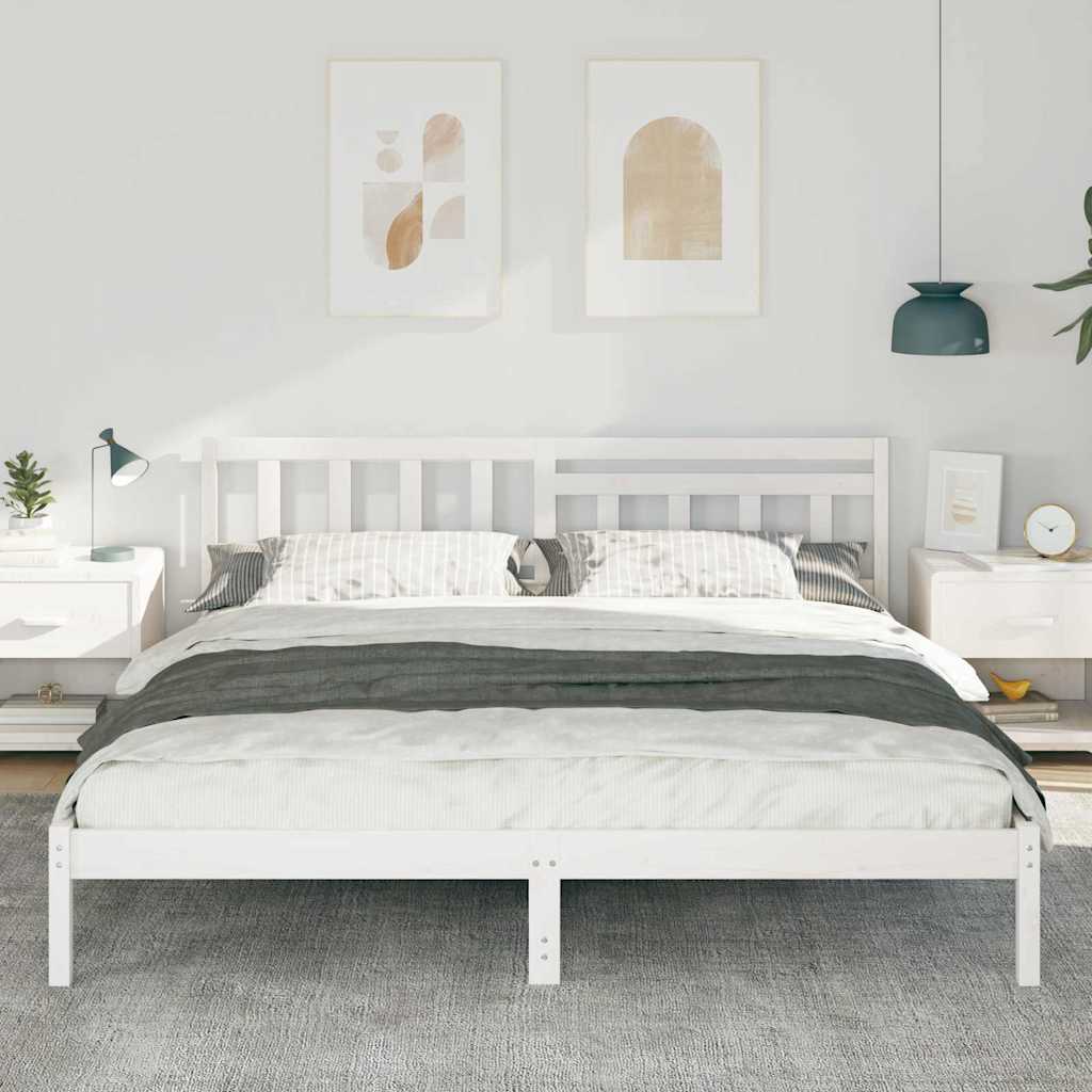 Vidaxl bedframe met hoofdeinde wit 180 x 200 cm massief grenenhout
