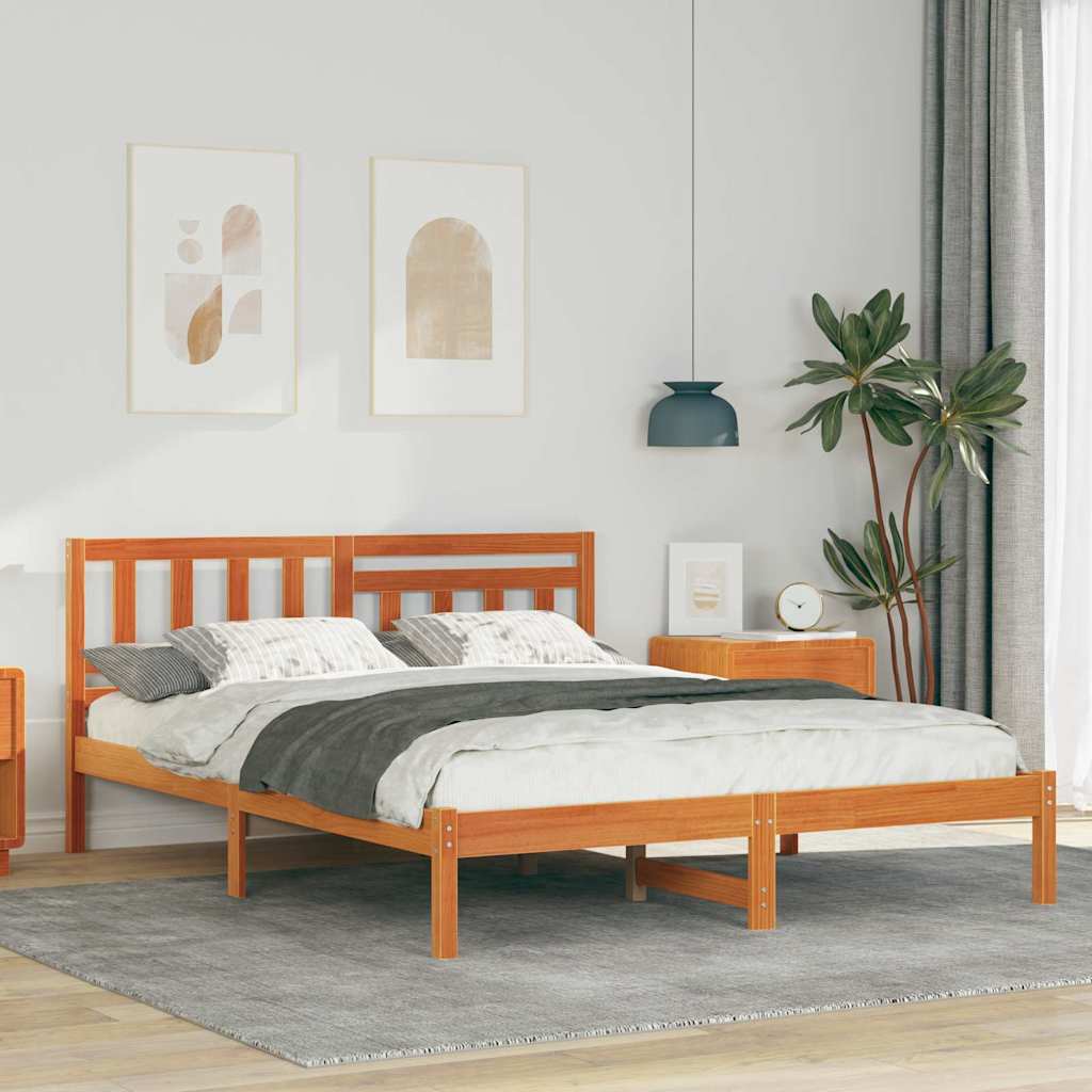 Vidaxl bedframe wasbruin 160 x 200 cm massief grenenhout