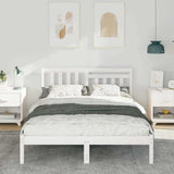 Vidaxl bedframe met hoofdeinde wit 140 x 190 cm massief grenenhout