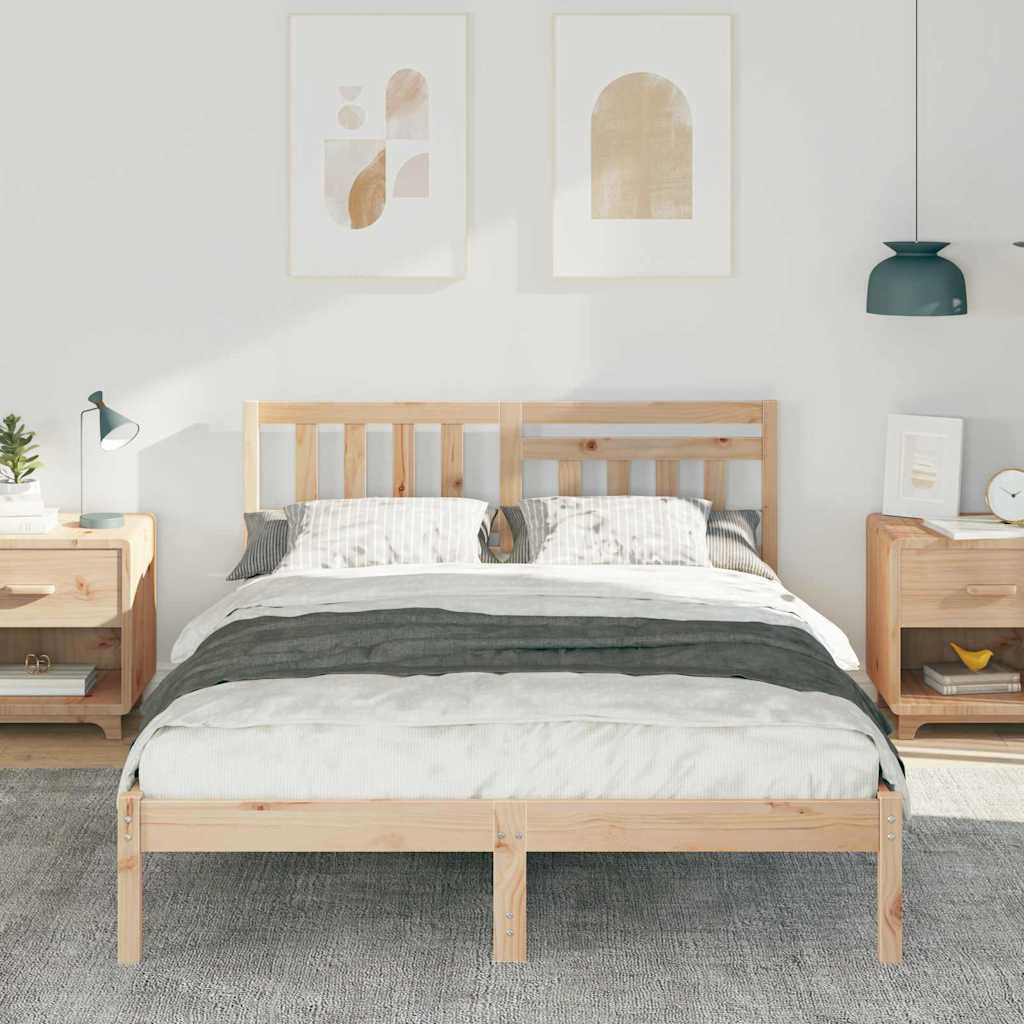 Vidaxl bedframe met hoofdeinde bruin 135 x 190 cm massief grenenhout
