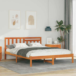 Vidaxl bedframe wasbruin 135 x 190 cm massief grenenhout