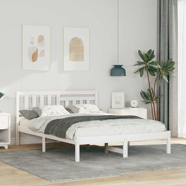 Vidaxl bedframe met hoofdeinde wit 120 x 190 cm massief grenenhout