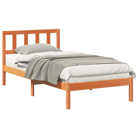 Vidaxl bedframe met hoofdeinde wasbruin 80 x 200 cm massief grenenhout