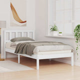 Vidaxl bedframe met hoofdeinde wit 90 x 200 cm massief grenenhout