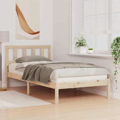 Vidaxl bedframe met hoofdeinde bruin 75 x 190 cm massief grenenhout