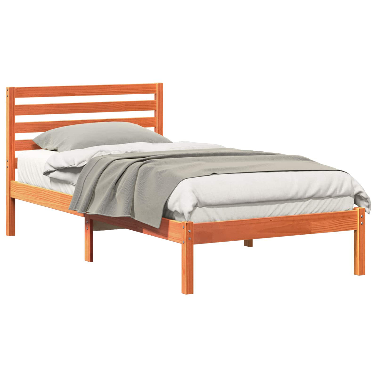Vidaxl bedframe met hoofdeinde wasbruin 90 x 200 cm massief grenenhout
