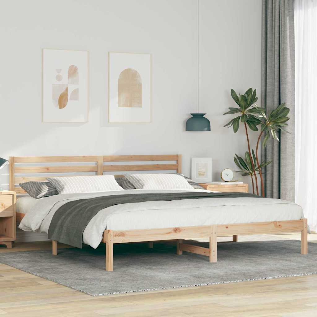Vidaxl bedframe met hoofdeinde bruin 200 x 200 cm massief grenenhout