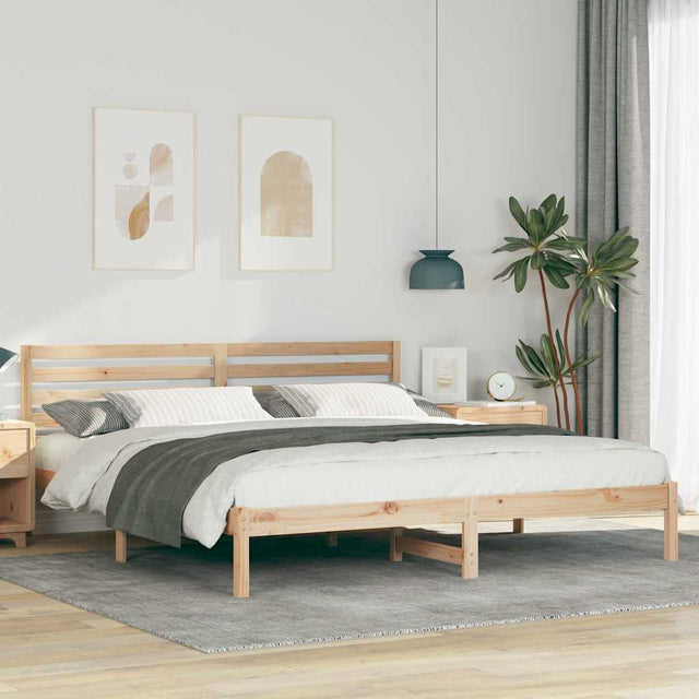 Vidaxl bedframe met hoofdeinde bruin 200 x 200 cm massief grenenhout