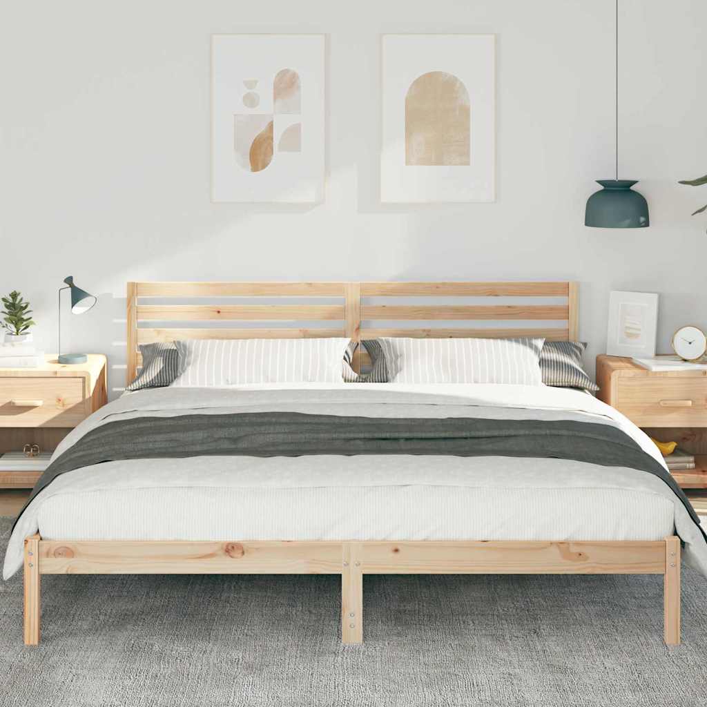 Vidaxl bedframe met hoofdeinde bruin 200 x 200 cm massief grenenhout