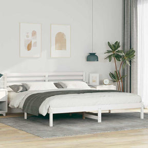 Vidaxl bedframe met hoofdeinde wit 200 x 200 cm massief grenenhout
