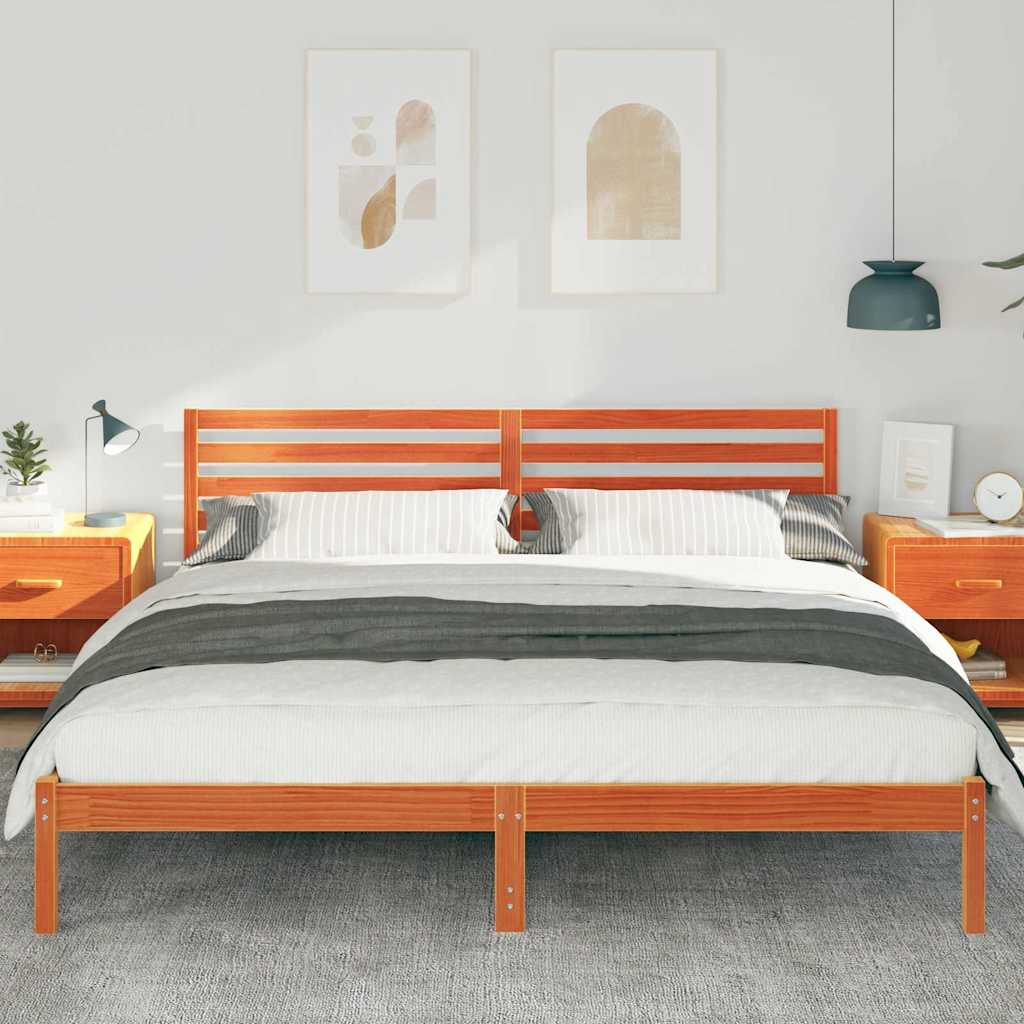 Vidaxl bedframe wasbruin 200 x 200 cm massief grenenhout