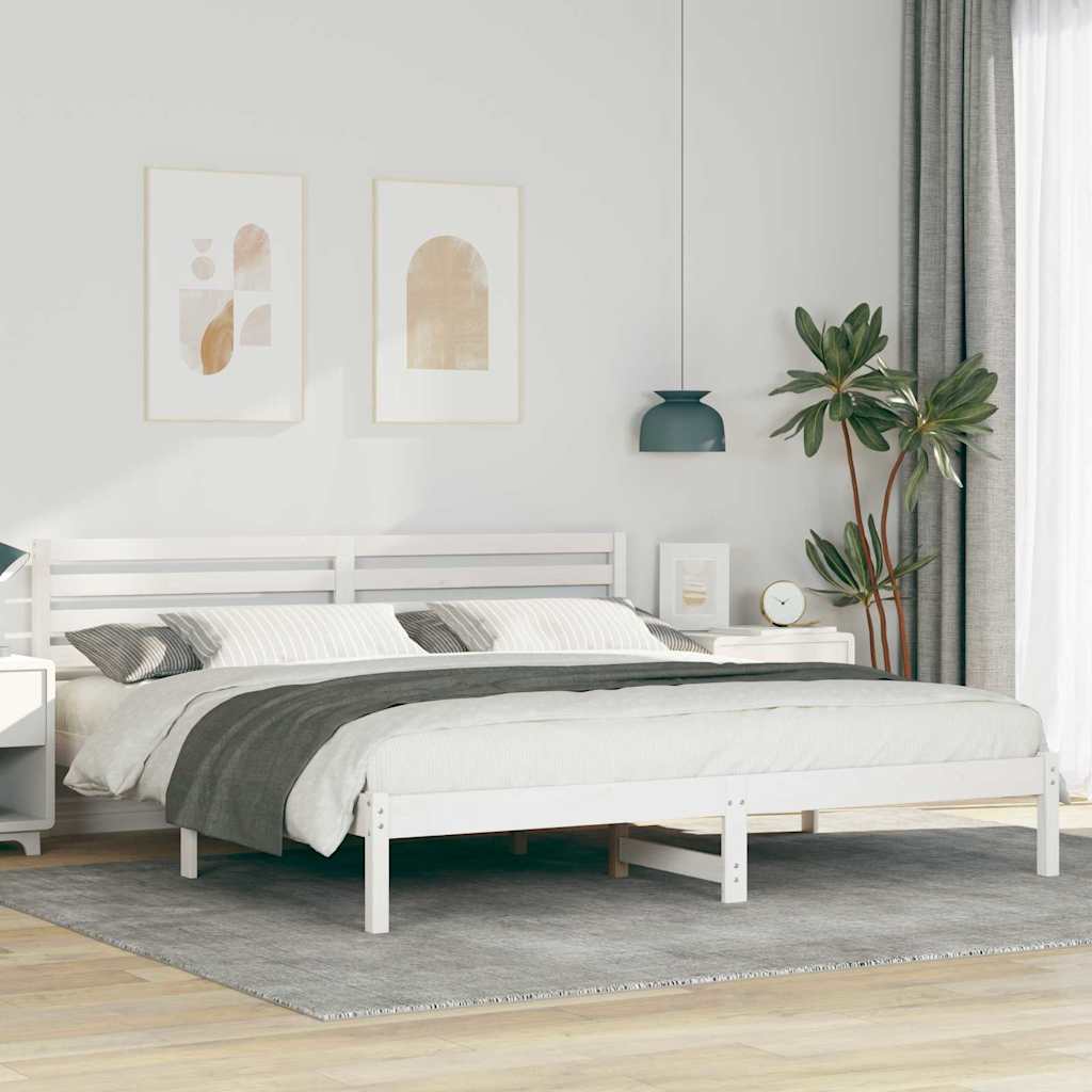 Vidaxl bedframe met hoofdeinde wit 180 x 200 cm massief grenenhout