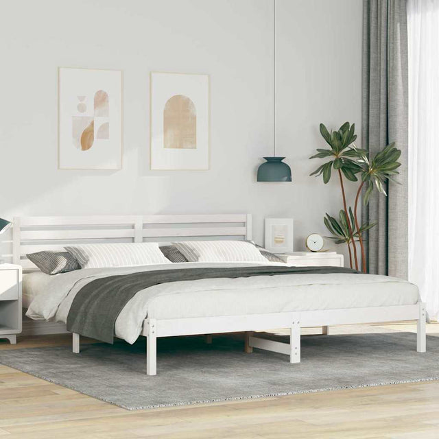 Vidaxl bedframe met hoofdeinde wit 180 x 200 cm massief grenenhout
