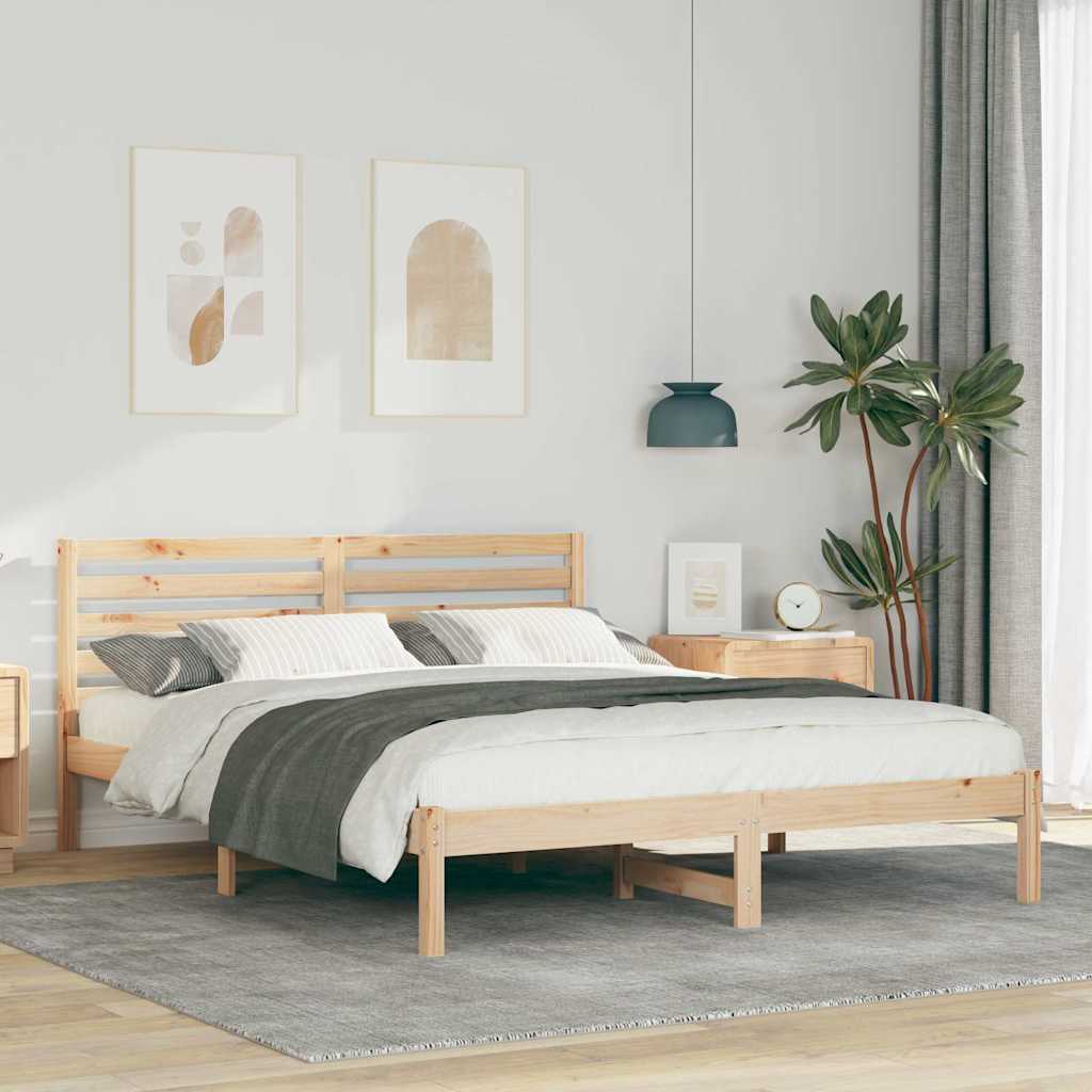 Vidaxl bedframe met hoofdeinde bruin 150 x 200 cm massief grenenhout