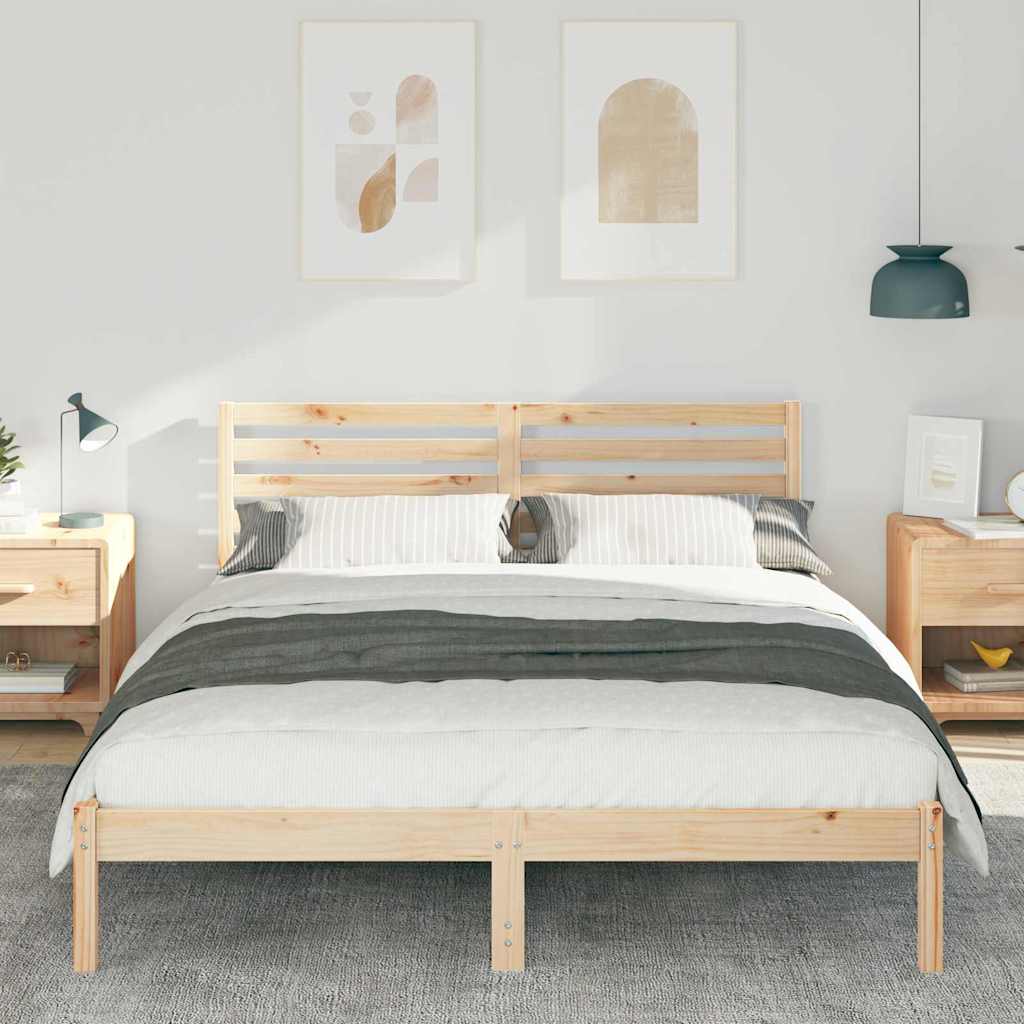 Vidaxl bedframe met hoofdeinde bruin 150 x 200 cm massief grenenhout