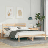 Vidaxl bedframe met hoofdeinde bruin 140 x 200 cm massief grenenhout