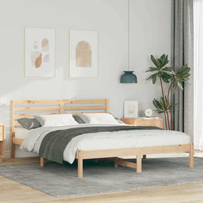 Vidaxl bedframe met hoofdeinde bruin 140 x 200 cm massief grenenhout